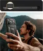 A collage showing a close-up of a phone case's side texture and a man holding the phone case outdoors. Náhľad obrázku produktu