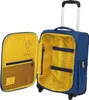 An open blue children's suitcase with a yellow checkered interior. Produktbild-Vorschau
