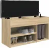 A wooden shoe bench with storage compartments and a lift-up lid. Podgląd zdjęcia produktu