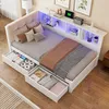 Kiefernholz-Schlafsofa mit Schubladen, dimmbarer LED, USB & Produktbild-Vorschau 7