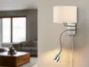 LED Wandleuchte weißer Stoffschirm mit Stecker - Wandlampen Produktbild-Vorschau 1