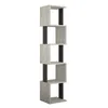A tall, narrow, modern bookshelf with alternating open cubbies and black vertical supports, presented against a white background. Anteprima dell’immagine prodotto