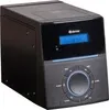 A black and gray compact micro system with a blue display screen and a circular control panel. Náhled obrázku produktu