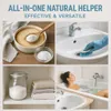 Collage of images showing baking soda being used for cleaning and bathing. Produktbild-Vorschau