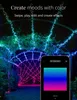 A garden archway decorated with colorful LED string lights, controlled by a smartphone app. Náhľad obrázku produktu