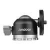 A close-up studio shot of a black and silver camera tripod ball head. Produktbild-Vorschau