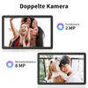 A collage of images showing the front and back cameras of a tablet, with text describing their specifications. Produktbild-Vorschau