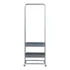 A dark gray rolling garment rack with two shelves against a white background. Produktbild-Vorschau