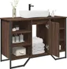 vidaXL Vanity unit hnedý dubový vzhľad 91x35x60 cm Náhľad obrázku produktu 2