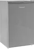 A 3/4 view of a small, gray, free-standing refrigerator. Produktbild-Vorschau