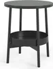 A black round side table with a lower shelf. Náhled obrázku produktu