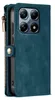 A close-up view of a teal-colored wallet-style phone case for a Xiaomi 14T Pro, showing the camera cutout and a zipper pocket. Produktbild-Vorschau