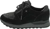 A side view of a black women's sneaker with a snake-print accent. Náhled obrázku produktu