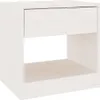 A white wooden nightstand with a drawer and an open shelf. Produktbild-Vorschau