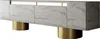 A modern TV cabinet with a marble-like finish and gold cylindrical legs, presented against a white background. Produktbild-Vorschau