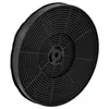 A black circular charcoal filter is shown against a white background. Produktbild-Vorschau