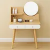 Aga Coiffeuse en bois avec miroir rond, 2 tiroirs blancs et Voir les images du produit 5