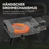 A transparent model of a pizza oven with orange arrows indicating rotation. Produktbild-Vorschau