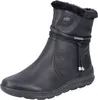 A black leather boot with fur lining and decorative lacing. Anteprima dell’immagine prodotto