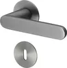 A door handle set with a flat rosette, shown against a white background. Produktbild-Vorschau