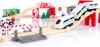 A wooden train set with a bridge, railroad crossing, and a police station. Náhled obrázku produktu