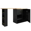 A black bar cabinet with a wooden countertop, featuring shelves, drawers, and a wine rack. Anteprima dell’immagine prodotto