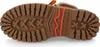 The image shows the sole of a brown boot with orange accents. Voir les images du produit
