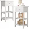 Stolik boczny nocny drewniany z szufladą 2 półkami loft Podgląd zdjęcia produktu 6