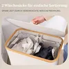 HENNEZ Wäschekorb mit Deckel 2 Fächer Wäschekorb Beige - Produktbild-Vorschau 11