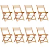 Gartenstühle 8 Stk. Klappbar Beige Stoff und Massivholz Produktbild-Vorschau 1