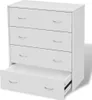 A white chest of drawers with four drawers, one of which is pulled out. Produktbild-Vorschau