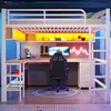 A loft bed with an integrated desk and gaming setup. Anteprima dell’immagine prodotto