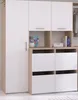 A white and wood-colored cabinet set, likely for a laundry room. Produktbild-Vorschau