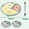 A product image showing a divided plate with food and dimensions, along with two other plates. Produktbild-Vorschau
