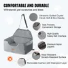 A marketing image showing a dog car seat with various features highlighted by callouts. Náhľad obrázku produktu