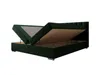 A dark green upholstered bed frame with its storage compartments open, revealing the interior. Produktbild-Vorschau