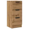 A tall, narrow wooden cabinet with three drawers and black handles, shown against a white background. Anteprima dell’immagine prodotto