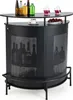 A black bar cabinet with bottles and glasses on display. Podgląd zdjęcia produktu