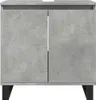 A front view of a concrete-look bathroom cabinet with two doors and black legs. Náhľad obrázku produktu