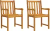 vidaXL Gartenstühle 2 pcs Natur Massivholz Akazie Produktbild-Vorschau 1