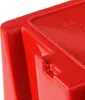 A close-up view of a red plastic storage box, showing a detail of its construction and recycling information. Náhled obrázku produktu