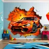 Sportwagen im feurigen 3D-Mauerdurchbruch – Decords Wandtattoo, Produktansicht 1 Podgląd zdjęcia produktu