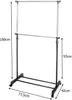 A double-tiered garment rack with wheels, showing dimensions. Anteprima dell’immagine prodotto