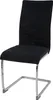 A black fabric dining chair with a chrome cantilever base, shown from the front. Náhled obrázku produktu