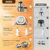 A marketing image comparing features of a food processor labeled 'OURS' against 'OTHERS'. Produktbild-Vorschau