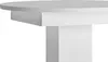 A close-up view of a white table, showing the edge of the tabletop and the pedestal base. Produktbild-Vorschau