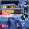 A collage showing outdoor and indoor use of LED icicle lights on a house and staircase. Produktbild-Vorschau