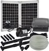 A collection of solar-powered fountain pump components laid out on a white background. Produktbild-Vorschau