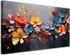 Leinwandbild Gemalte Blumenarrangements 120x60 Feeby Bunt Produktbild-Vorschau 1