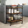 vidaXL Kuchyňský vozík kouřový dub 65x40x86,5 cm materiál Náhled obrázku produktu 3